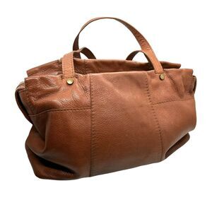 Vintage American Leather Co. Womens Dark Cognac Inner Pockets Shoulder Handbag